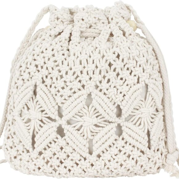 Handbags - Handwoven Cotton Straw Shoulder Bag Crochet Tassel Beach Bohemian Purse for Wome